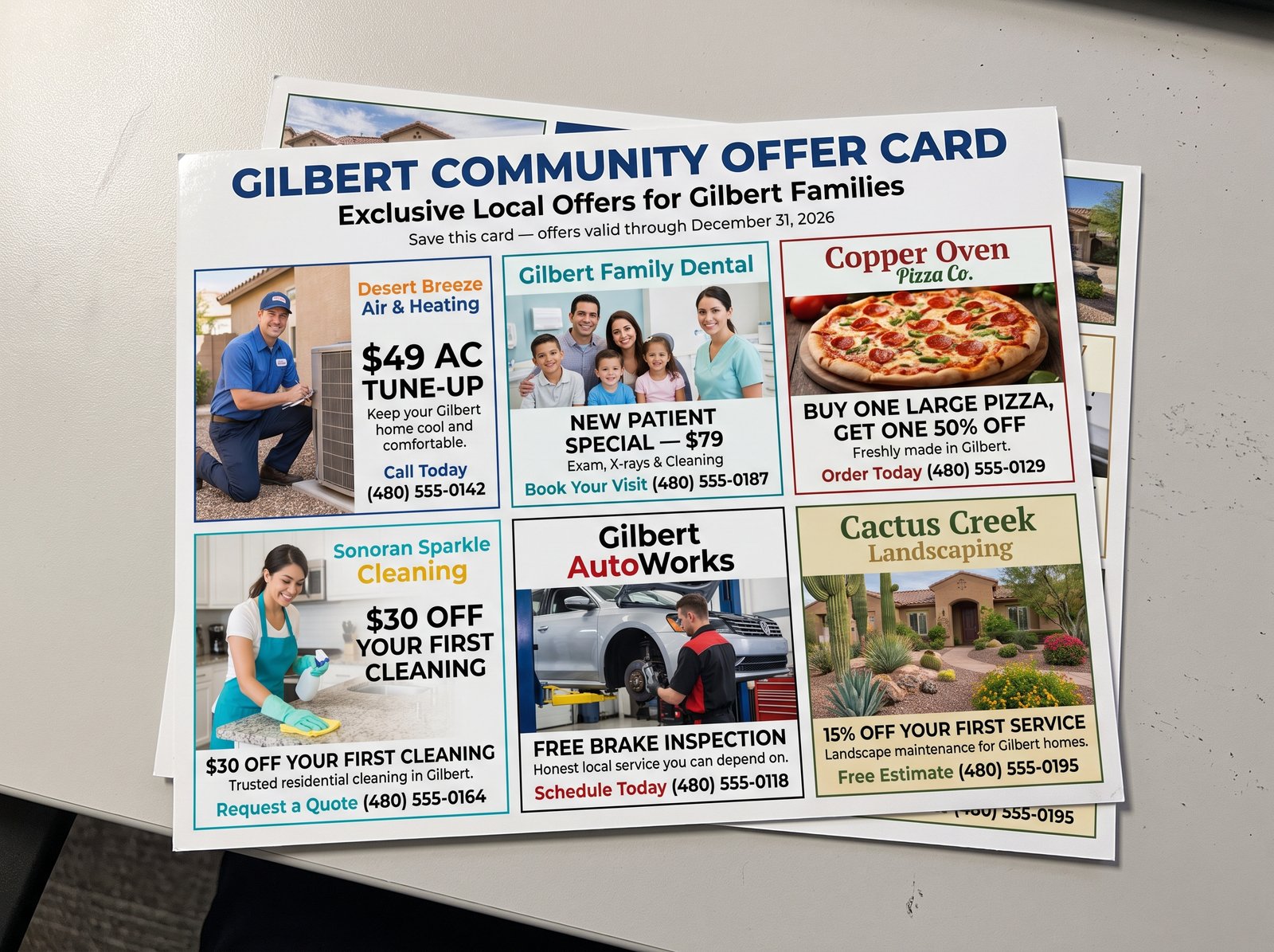 Placeholder mockup of the front of the shared community postcard